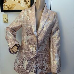 Sugar Thrillz Pink and Gold Floral Blazer (size M)
